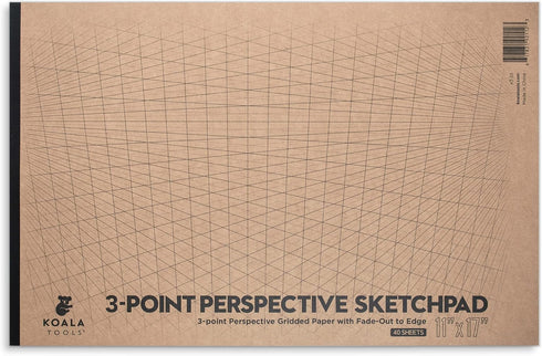 Koala Tools | Drawing Perspective (1 and 2-Point) Large Sketch Pad (3 Point - 11 x 17)...