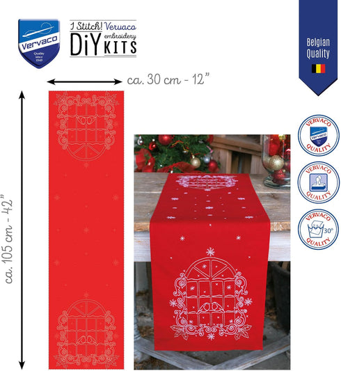 Vervaco Embroidery Kits Cross Stitch Table Runner DIY Kit, Tablecloth to Embroider with Embroidery Image, 100% Cotton, and Embroidery Thread, 10 x...