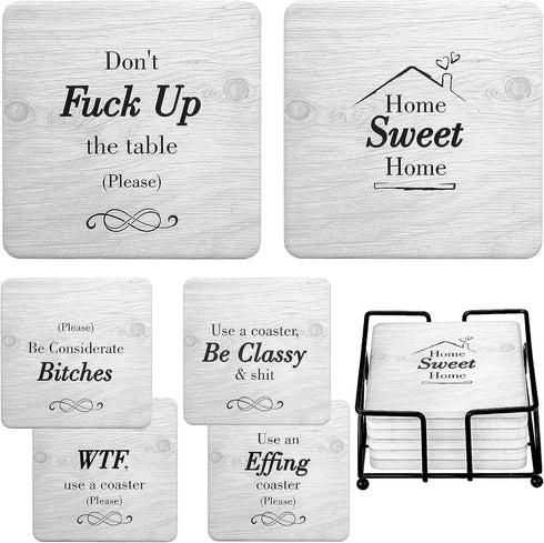 White Elephant Gifts for Adults, Secret Santa Funny Coasters with Holder Christmas Stocking Stuffers for Men Women, Gag Gifts Couples Birthday Hou...