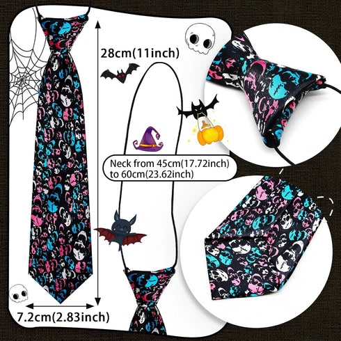 10pcs Skull Large Dog Neck Ties, Festival Dog Ties for Medium Large Dogs, Bulk Handmade Large Dog Collar Grooming Ties, Holiday Skull Pattern Dog ...