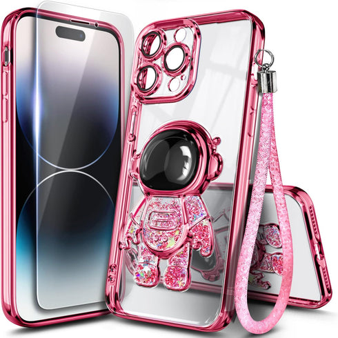 NGB Supremacy Compatible with iPhone 11 Pro Max Case (6.5 inch) with Tempered Glass Screen Protector/Wrist Strap, Liquid Floating Glitter Girls Wo...