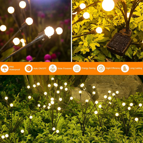 ASMAD Solar Garden Lights, 2 Pack 16 LEDs Solar Outdoor Lights, Outdoor Decorations Lights, Solar Swaying Lights, Firefly Lights for Patio Pathway...