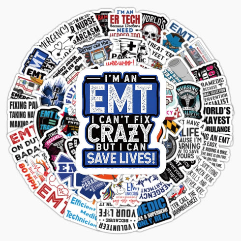 100pcs Emergency Medical Technician Stickers, EMT Paramedic Stickers, Funny Vinyl Decals for Kids Helmet Water Bottles Cars Phone Laptop Journal N...
