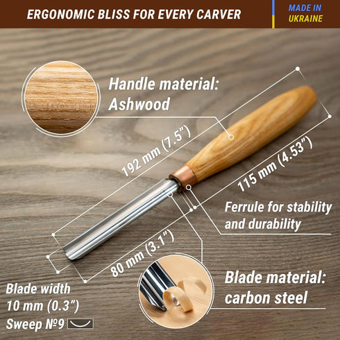 BeaverCraft Wood Carving Gouge K9/10 Woodworking Hand Chisel Compact Wood Carving Knife for Beginners and Profi...