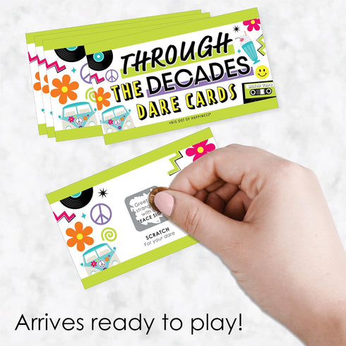Big Dot of Happiness Through The Decades - 50s, 60s, 70s, 80s, and 90s Party Game Scratch Off Dare Cards - 22 Count...
