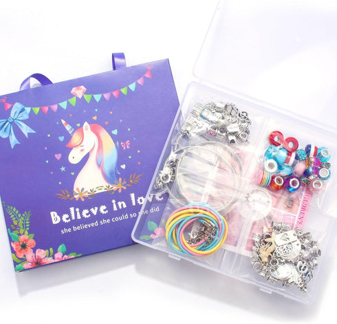 ZQFTZQ DIY Charm Bracelet Making kit - Jewelry Making kit Including Beads,Snake Chains,Bead Bracelet Unicorn Mermaid Easter Christmas Arts and Cra...