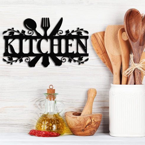Hotop Black Kitchen Metal Sign, Farmhouse Kitchen Pictures Wall Decor Rustic Country Wall Art for Mardi Gras Easter Home Dining Room Accessories, ...