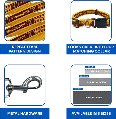 NFL PET Leash Washington Commanders Dog Leash, Medium Football Team Leash for Dogs & Cats. A Shiny & Colorful Cat Leash & Dog Leash Licensed by Th...