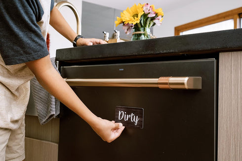 Black & White Wood Clean Dirty Magnet for Dishwasher, Reversible Dishwasher Magnet Clean Dirty Sign, Magnetic Dish Washer Sign Indicator, Rustic F...