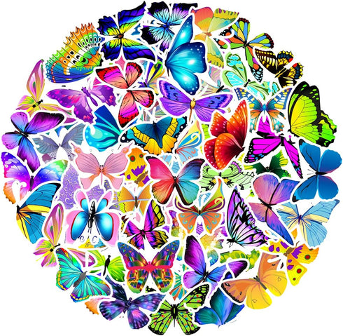 Butterfly Stickers Set, Gift for Kids Teen, Cute Waterproof Vinyl Decals for Travel Luggage Suitcase Laptop Water Bottle Skateboard Bike Helmet Gu...