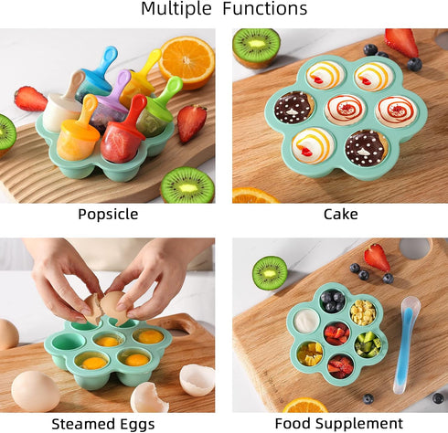 Silicone Popsicle Molds, Ice Pop Molds, Storage Container for Homemade Food, Kids Ice Cream DIY Pop Molds - BPA Free (R-Green)...