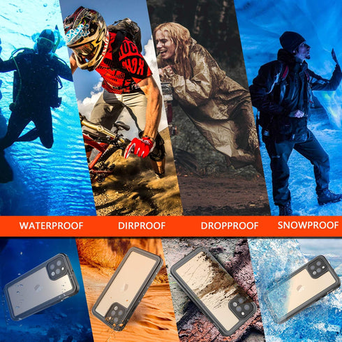 inkolelo Compatible with iPhone 12 Pro Waterproof Case, Built-in Screen Full-Body Protector with Floating Strap IP68 Waterproof Case for iPhone 12...