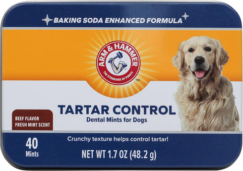 Arm & Hammer for Pets Tartar Control Dental Mints for Dogs Dog Dental Mints Reduce Plaque & Tartar Buildup for All Dogs Beef Flavor (Pack of 2)...