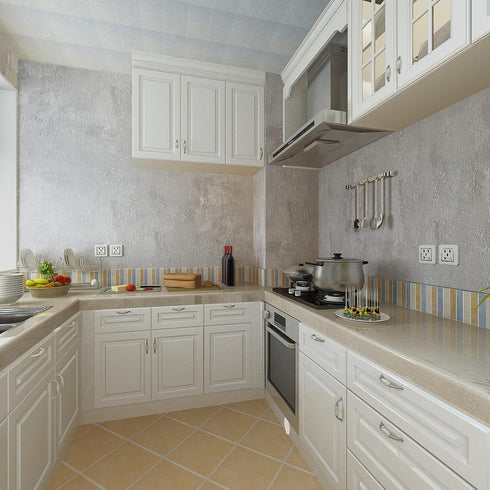 Light Grey Concrete Wallpaper Peel and Stick Modern Cement Wallpaper 12"x118" Faux Concrete Contact Paper for Countertops Cabinets and Drawers Wat...