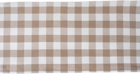 DII Heavyweight Fringed Check Tabletop Collection, Table Runner, 14x72, Stone Brown...