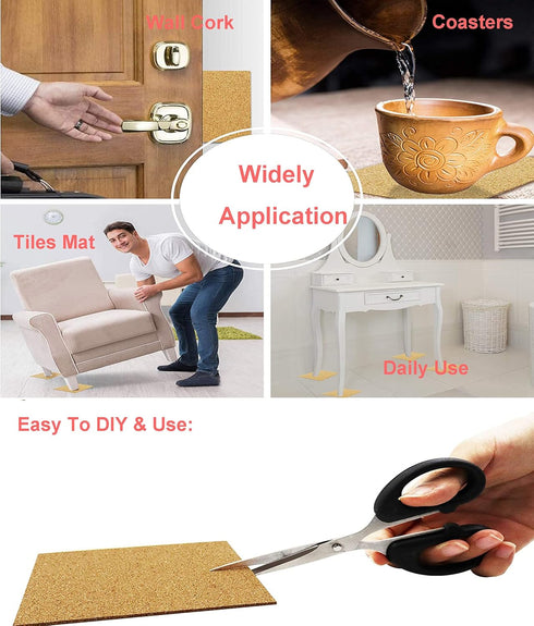 YYaaloa 24 Pcs Self-Adhesive Mini Squares Backing Cork Tiles Sheets 4"x 4" for DIY Coasters and DIY Crafts Cork Board Squares, Cork Tiles, Cork Ma...