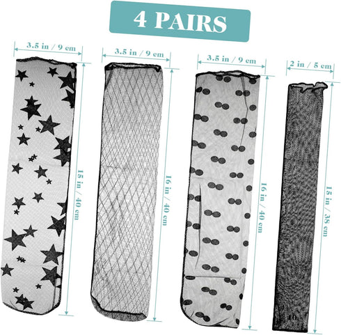 BESTOYARD 4 Pairs Women Ankle High Socks Sheer Slouch Socks Transparent Lace Socks, Black, Medium...