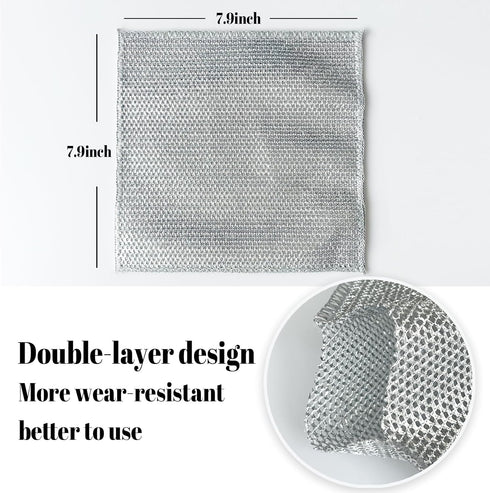 Zero Scratch Steel Wire Dishcloth,Double-layer Steel Wire Cleaning Cloth,for Washing Dishes and Cleaning Kitchen,Wire Dishwashing Rag,Non-Scratch ...