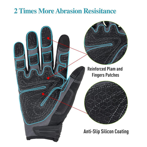 HANDLANDY Grip Work Gloves with TPR Impact Reducing Safety Working Gloves, Mechanic Work Gloves for Men Women (Hi vis-Green, 2X-Large)...