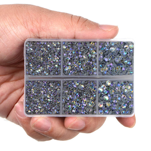 LPBeads 6400 Pieces Hotfix Rhinestones Paradise Shine Flat Back 5 Mixed Sizes Crystal Round Glass Gems with Tweezers and Picking Rhinestones Pen...