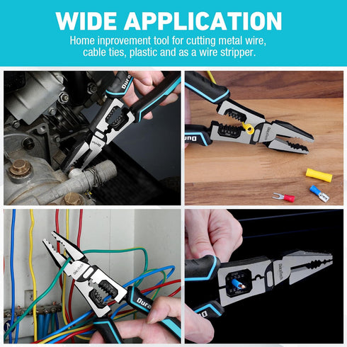 DURATECH 6-in-1 Linesman Pliers, 8.5" Multipurpose Combination Pliers with Wire Stripper/Crimper/Cutter Function, Heavy Duty Side-Cutting Pliers f...