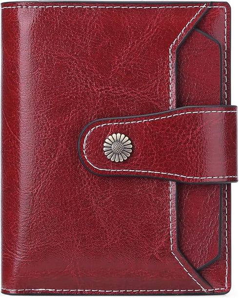 Falan Mule Women's Wallet, Genuine Leather, Bifold, Compact, RFID Blocking, ZAC-Burgundy, 10 Slots, 2 Windows, Coin Zipper, 2 Full-Length Compartm...