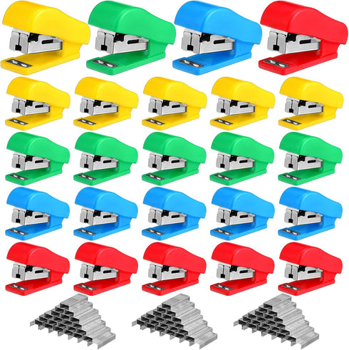 Mini Stapler with Staples, Portable Small Stapler, Multicolor Kids Stapler, Hand Held Desk Staplers, Cute Office Supply Set for Office School Coll...