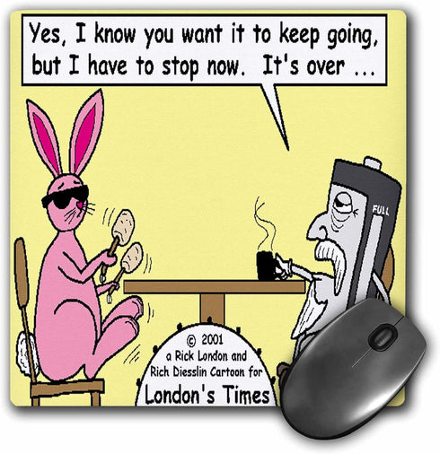 3dRose Eveready Bunny No Longer Charged with Battery - Mouse Pad, 8 by 8" (mp_1898_1)...
