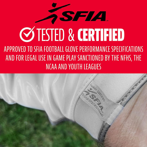 Franklin Sports Supratak Football Receiver Gloves - White/Chrome - Youth Small...