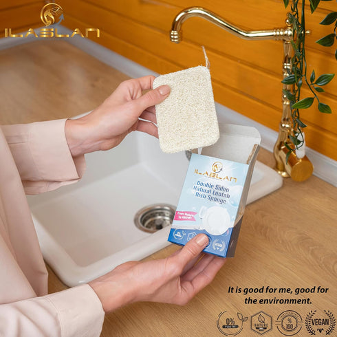 Natural Loofah Dish Sponge Scrubber | Eco-Friendly, Natural, Biodegradable and Reusable Dish Loofah Kitchen Sponge | 3 Count (1 Pack)...