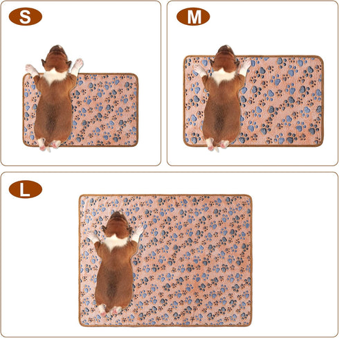 1 Pack 3 Blankets Super Soft Fluffy Premium Fleece Pet Blanket Flannel Paw Printed Throw for Dog Puppy Cat (Small 23x16'', Brown, Pink, White)...