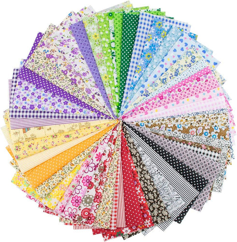 Foraineam 50 Pieces Assorted Cotton Craft Fabric Bundle 8" x 8" (20cm x 20cm) Printed Patchwork Squares for DIY Sewing Quilting Scrapbooking...
