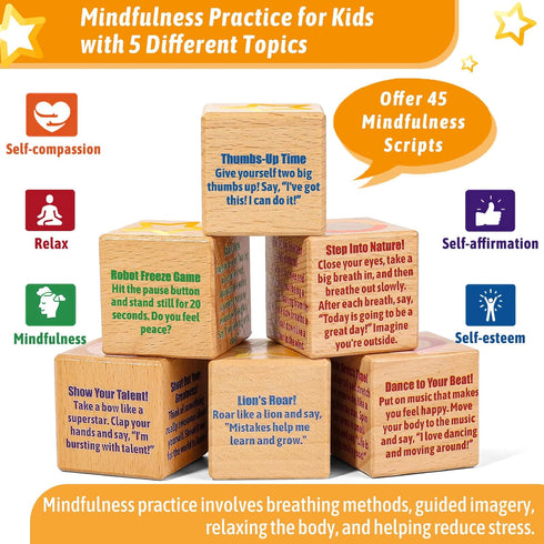 Mindfulness Game for Kids - Tic Tac Toe - Affirmations Cubes - W/20 Breathing Exercise Cards, Calm Down Corner Supplies for Kids Calm & Focus, Cou...