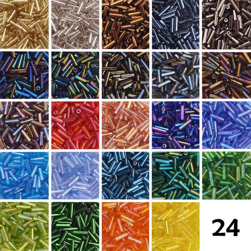 INSPIRELLE 2 * 6mm Tube Beads Kit Glass Bugle Seed Beads Small Craft Beads for DIY Bracelet Necklaces Crafting Jewelry Making (216 Gram, Approx 70...