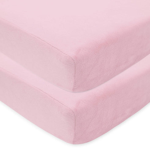 American Baby Company 2 Pack Heavenly Soft Chenille Fitted Crib Sheet 28" x 52", Warm and Cozy Neutral Chenille Sheet, Pink, for Boys and Girls, F...