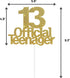 ALPHA K 13 Official Teenager Cake Topper, 13th Birthday Cake Topper, Birthday Party Decoration with Premium Gold Glitter...