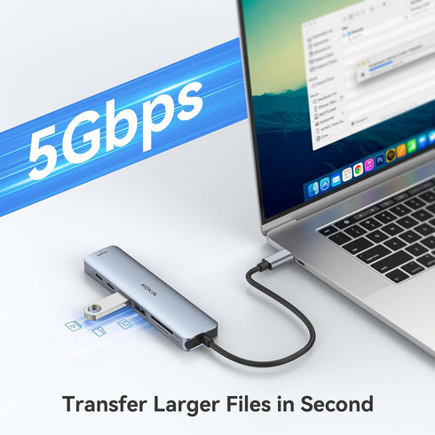 USB C Hub HDMI Adapter for MacBook Pro/Air, MOKiN 7 in 1 USB C Dongle with HDMI, SD/TF Card Reader, USB C Data Port,100W PD, and 2 USB 3.0 Compati...