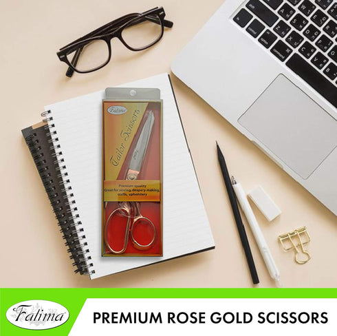 Szco Supplies 8.5” Fatima Heavy-Duty Professional Fabric Tailor Scissors For Home Crafts And Office With Rose Gold Finished Handle...