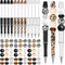 12 Set Plastic Beadable Pens Assorted Wood Crystal Spacer Round Beads Black Ink Ballpoint Pen DIY Pen Set for Women Kids Gifts School Office Suppl...