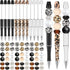 12 Set Plastic Beadable Pens Assorted Wood Crystal Spacer Round Beads Black Ink Ballpoint Pen DIY Pen Set for Women Kids Gifts School Office Suppl...