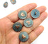 KARMELLING 10PC Metal Sewing Shank Buttons, Antiqued Copper Heart Carved Spray Painted Blue Round Button 18mm(6/8")...