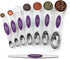 Spring Chef Purple Stainless Steel Magnetic Measuring Spoons Set of 8 with Leveler, Dual Sided Metal Teaspoon & Tablespoon Measuring Spoons, Kitch...