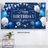 Sumind Happy Birthday Decorations Backdrop Banner, Navy Blue and Silver Party Decoration Banner Sign Photo Background for Men Women Birthday Suppl...