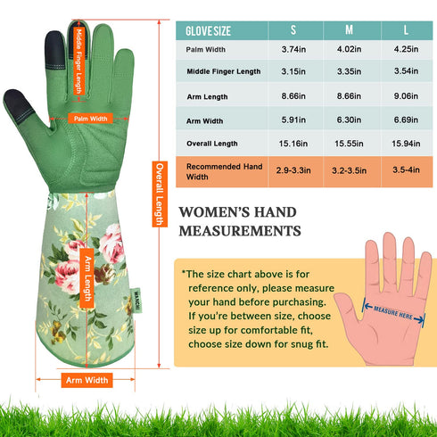 WANCHI Gardening Gloves, Durable and Comfortable Women's Long Garden Gloves for Gardening Work and Yard Work, Leather Gardening Gloves for Women, ...