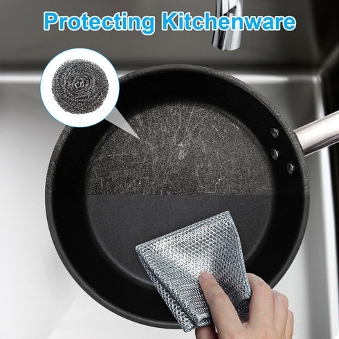 Niveaya 10 Pcs Multipurpose Dishwashing Rag for Wet and Dry Dish, 2024 New Dishwashing Net Mesh Cloth, Metal Cleaning Cloth for Kitchen Washing Di...