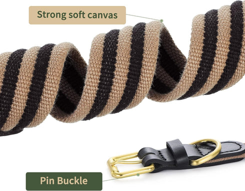 Mile High Life | Genuine Leather Dog Collar | Heavy Duty Canvas Dog Collars with Adjustable Rust-Proof Metal Pin Buckle | Boy Dog Collars for Larg...