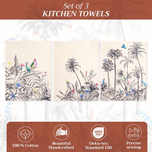 Maison d' Hermine Kitchen Towels Set of 3 100% Cotton 27.50" x 20" Reusable Cloth Tea Dish Towels Absorbent with Hanging Loop for Kitchen, Home, D...