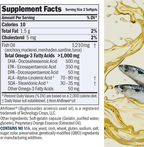 ANDREW LESSMAN Maximum Essential Omega-3 Orange - 60 Softgels - Ultra-Pure, High Potency Omega-3 Oils. High DHA, No Stomach Upset, No Contaminants...