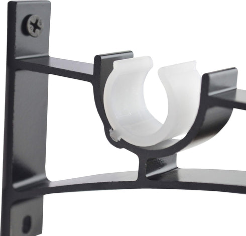 AddGrace Double Curtain Rod Brackets Set of 4 for Drapery Rod Window Hardware Rod Holders (Black)...