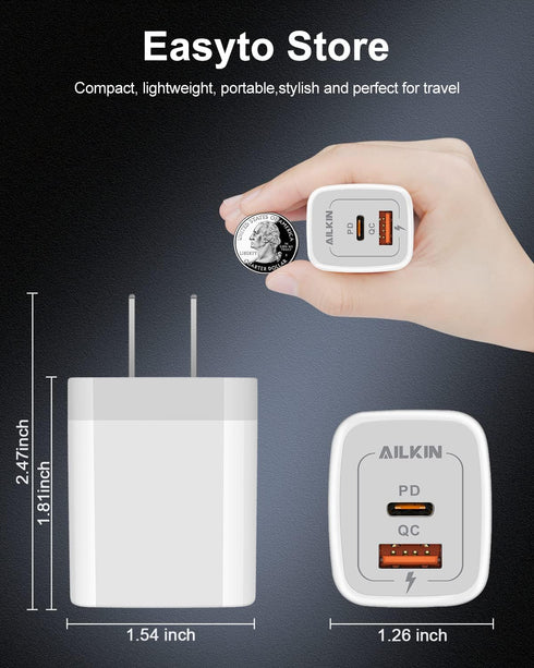 New iPhone Charger Block, USB C Wall Charger, 20W PD Type C Brick Fast Charge for iPhone 11 12 13 14 Pro Max SE 10 X XS 8 Plus, Plug USB Power Sup...